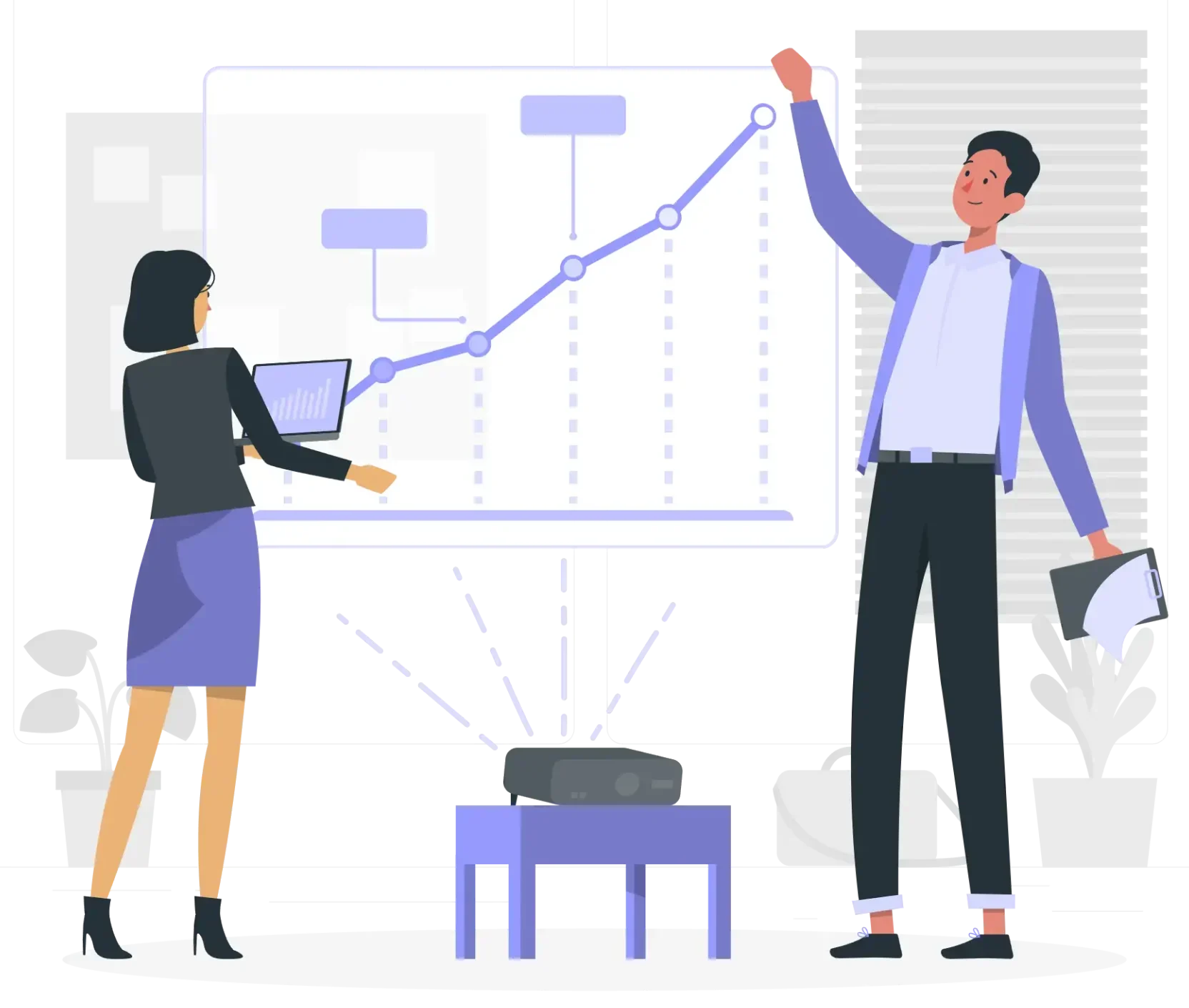 Employees discussing Small business SEO strategy